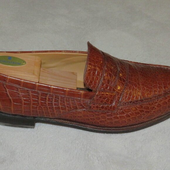 J.M. Weston 180 Brown Crocodile Leather Loafers US 9.5 D main image 12